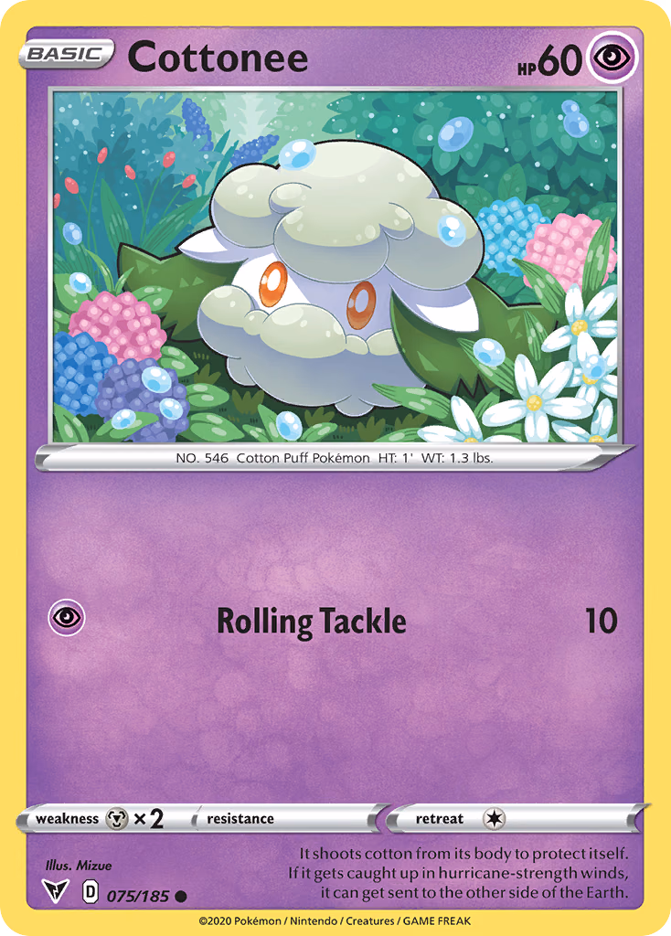Cottonee Pokemon card (075/185, Vivid Voltage)
