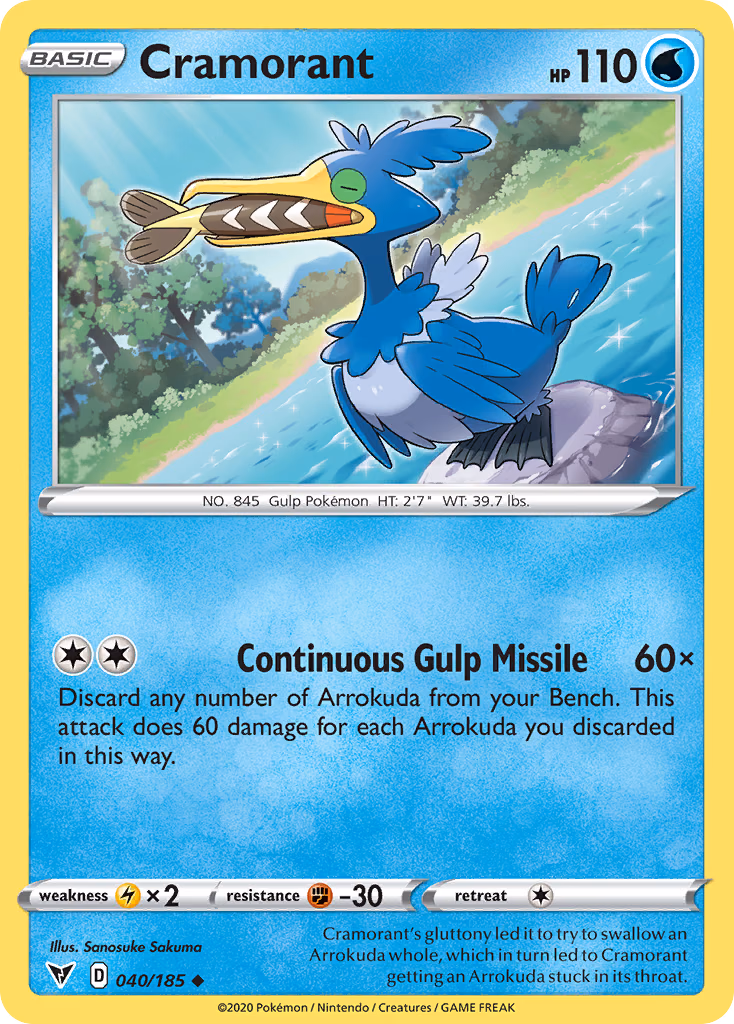 Cramorant Pokemon card (040/185, Vivid Voltage)