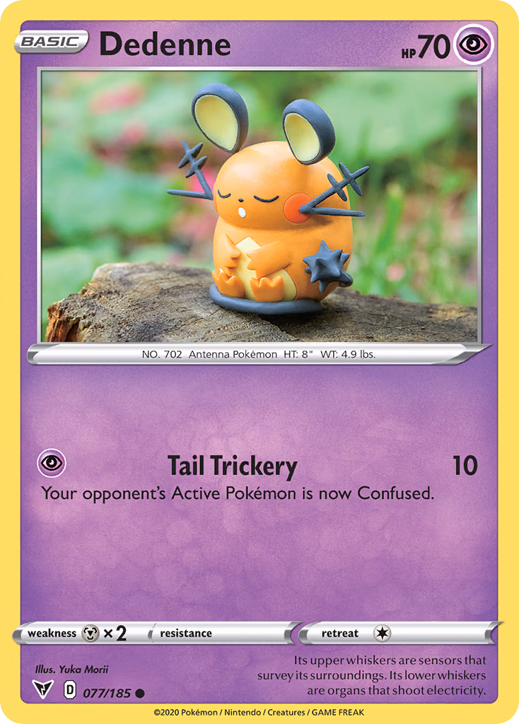 Dedenne Pokemon card (077/185, Vivid Voltage)