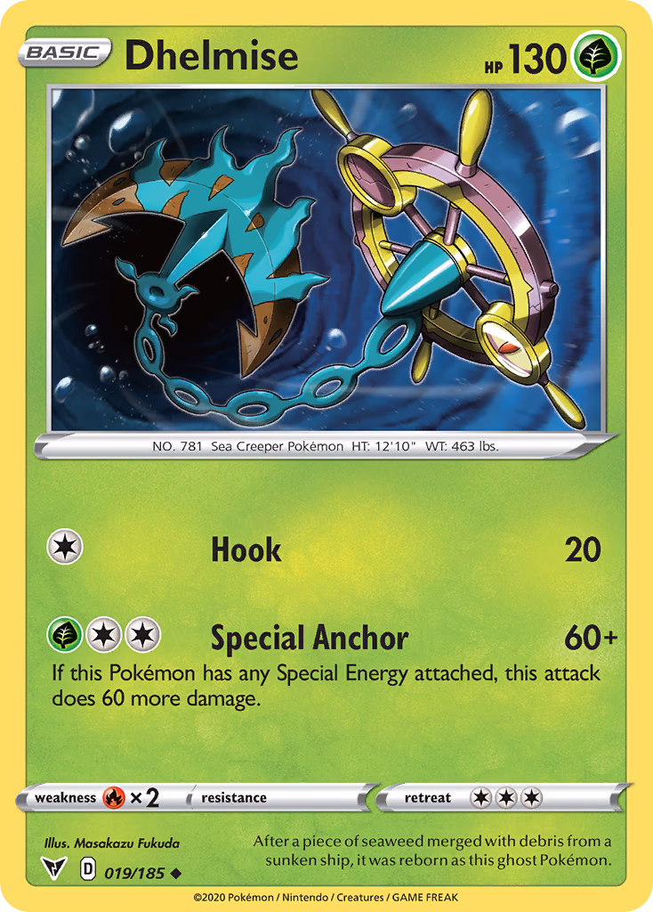 Dhelmise Pokemon card (019/185, Vivid Voltage)