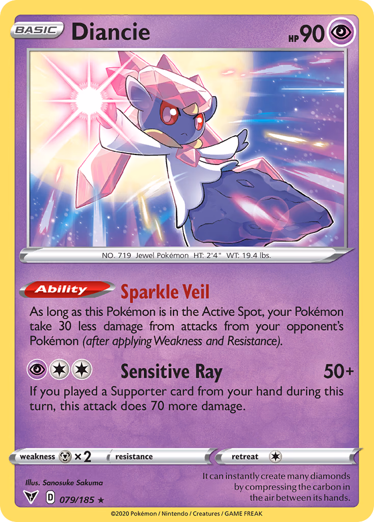 Diancie Pokemon card (079/185, Vivid Voltage)