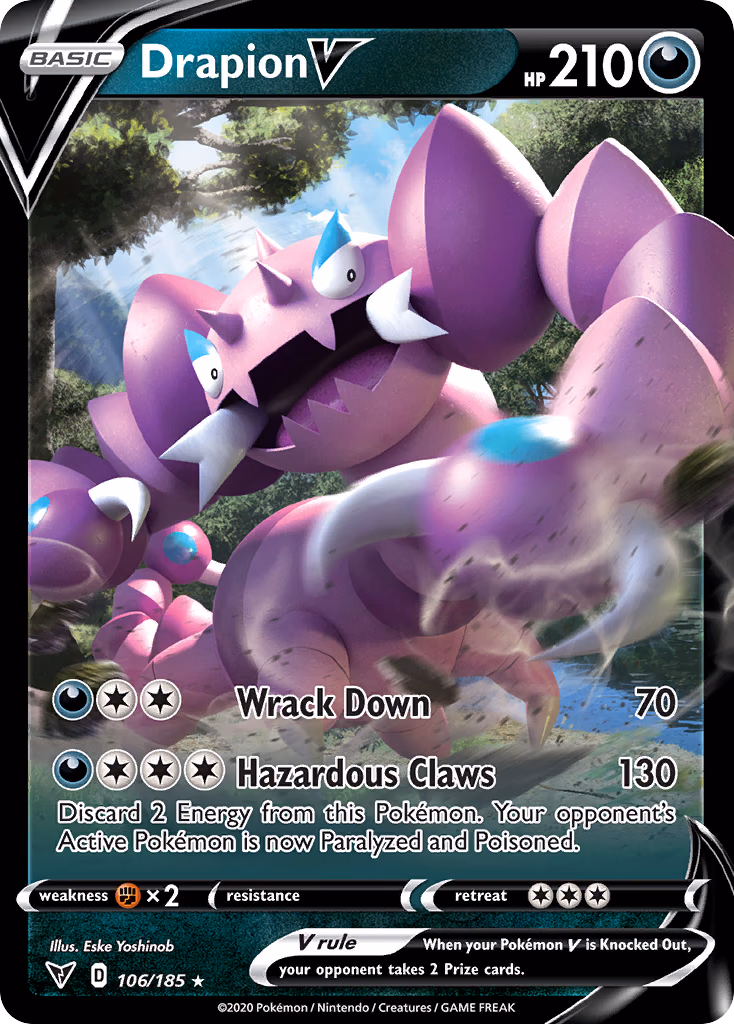 Drapion V Pokemon card (106/185, Vivid Voltage)