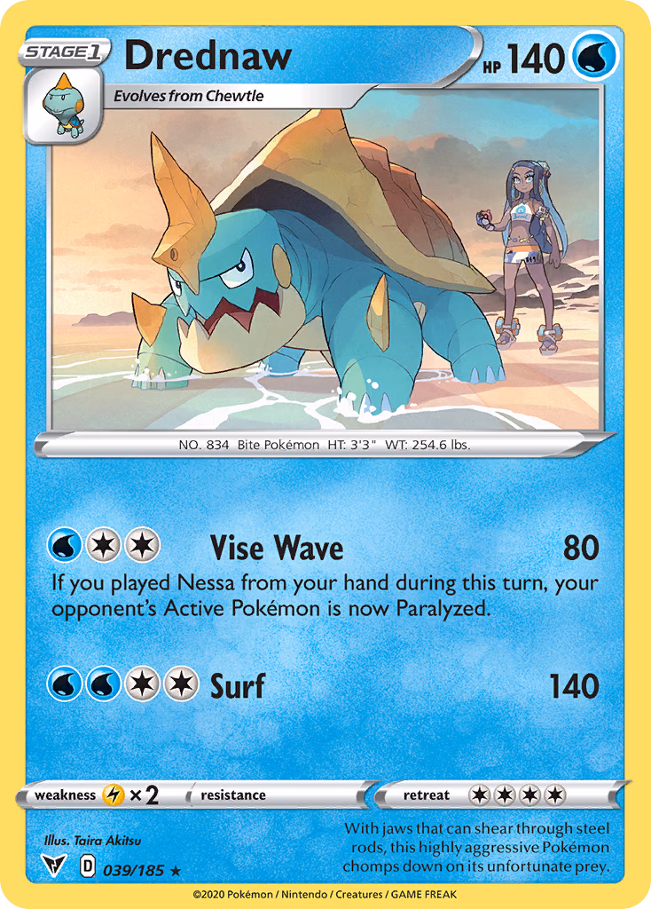 Drednaw Pokemon card (039/185, Vivid Voltage)