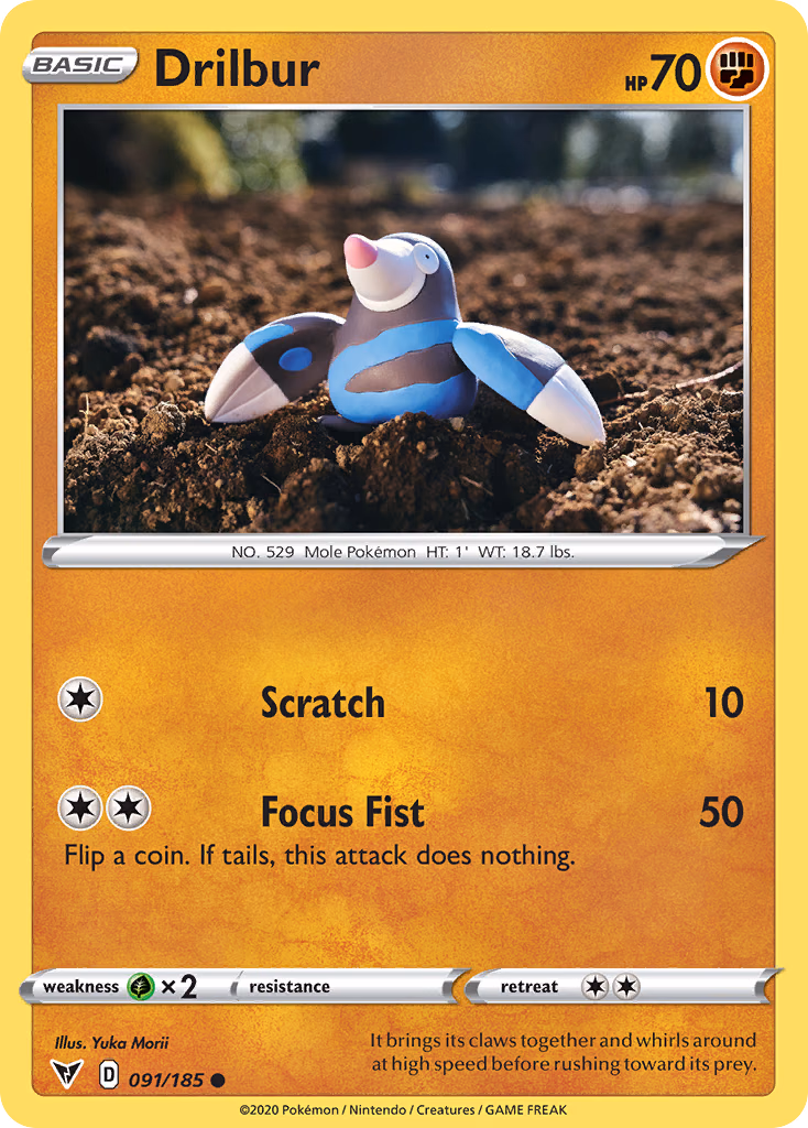 Drilbur Pokemon card (091/185, Vivid Voltage)