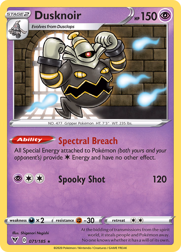 Dusknoir Pokemon card (071/185, Vivid Voltage)