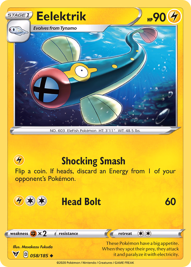 Eelektrik Pokemon card (058/185, Vivid Voltage)