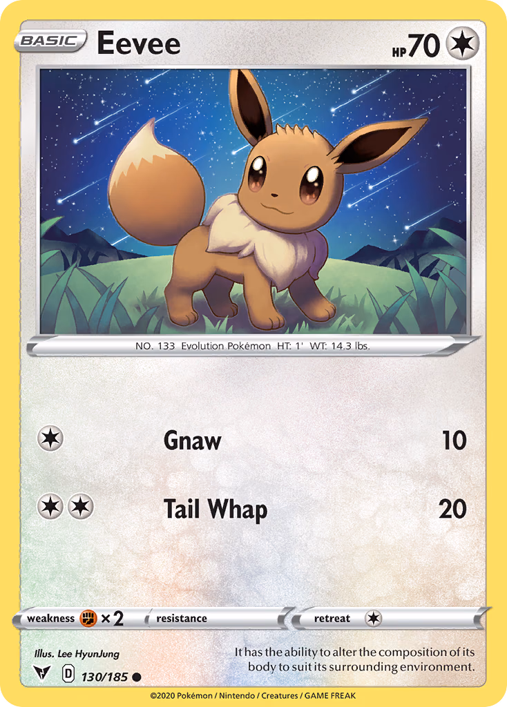Eevee Pokemon card (130/185, Vivid Voltage)