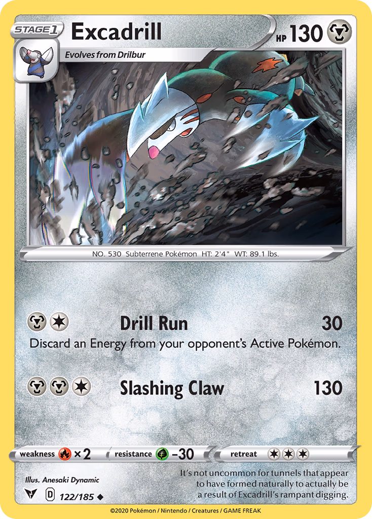 Excadrill Pokemon card (122/185, Vivid Voltage)