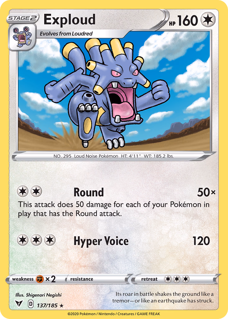 Exploud Pokemon card (137/185, Vivid Voltage)