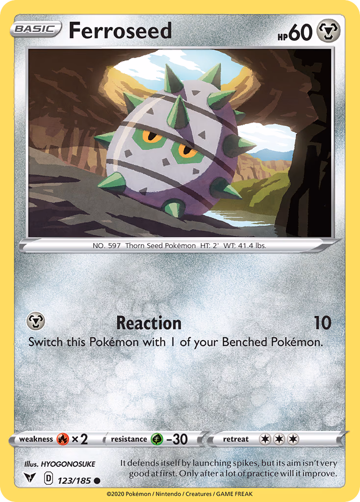 Ferroseed Pokemon card (123/185, Vivid Voltage)