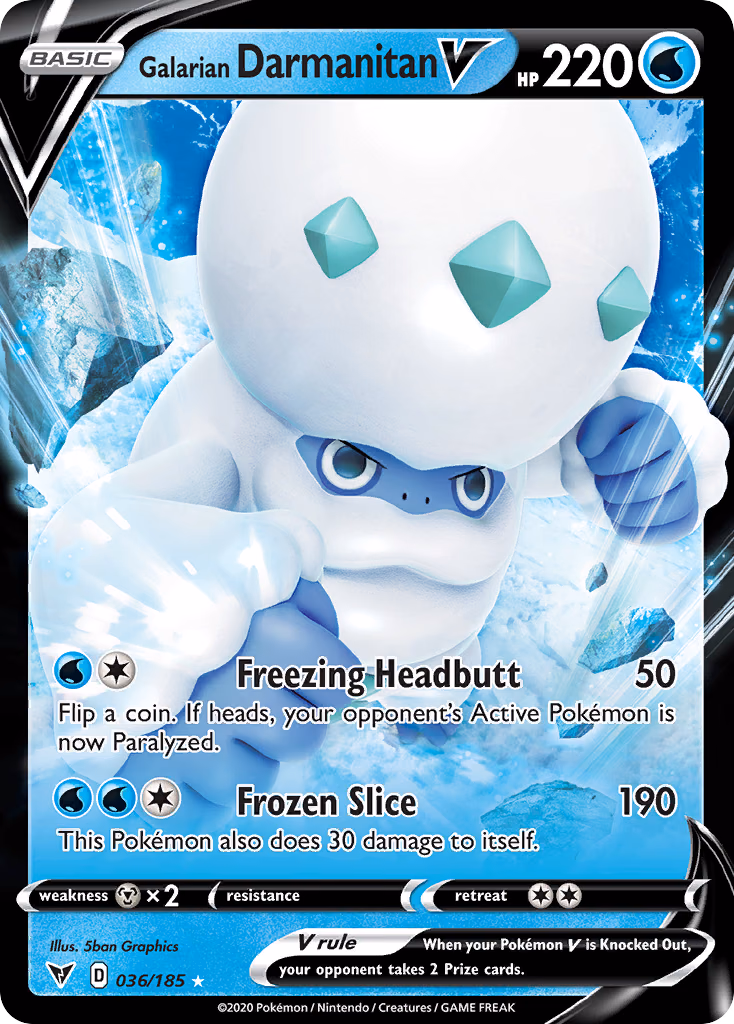 Galarian Darmanitan V Pokemon card (036/185, Vivid Voltage)