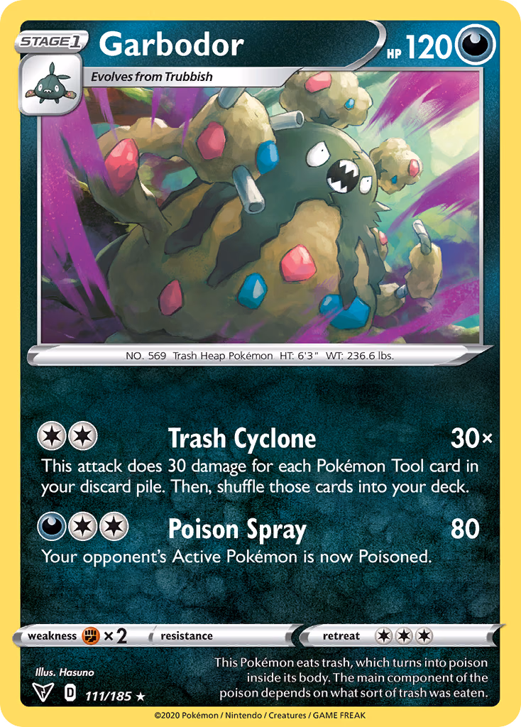 Garbodor Pokemon card (111/185, Vivid Voltage)