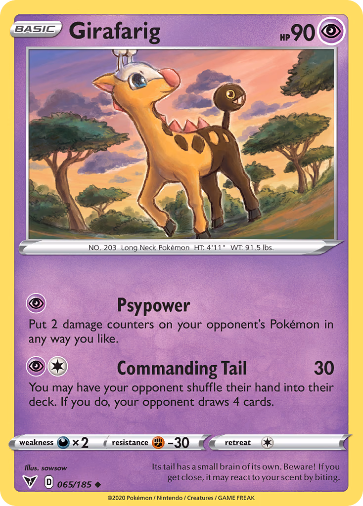 Girafarig Pokemon card (065/185, Vivid Voltage)