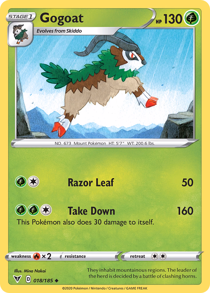 Gogoat Pokemon card (018/185, Vivid Voltage)