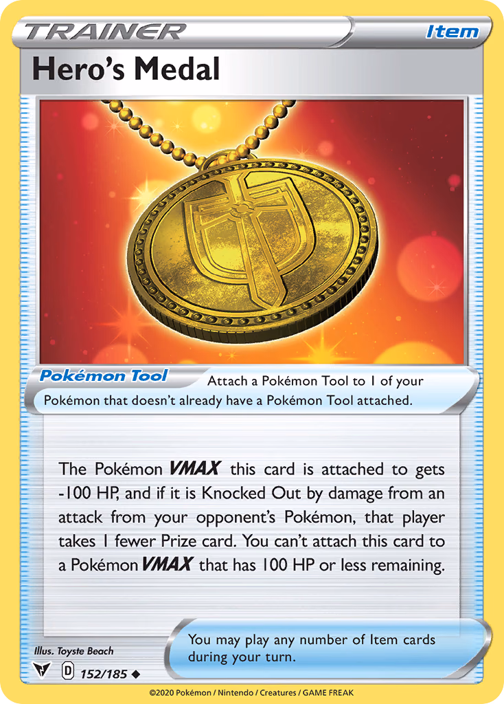 Hero's Medal Pokemon card (152/185, Vivid Voltage)