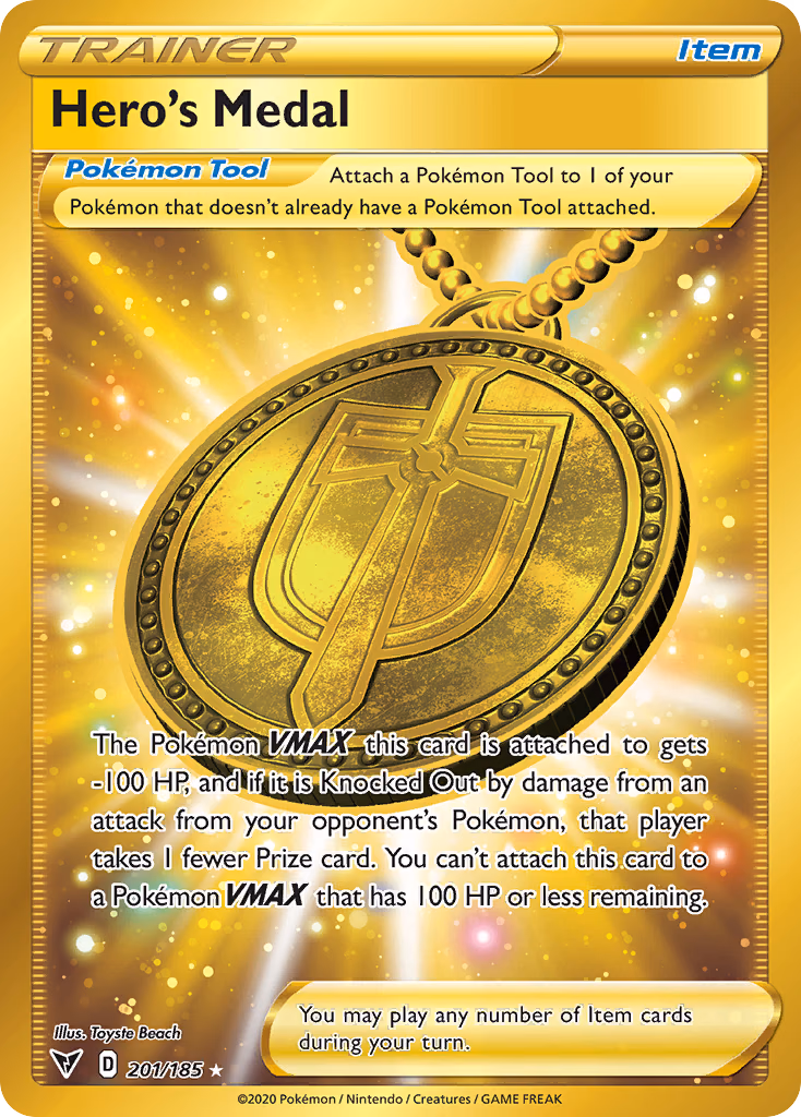 Hero's Medal Pokemon card (201/185, Vivid Voltage)