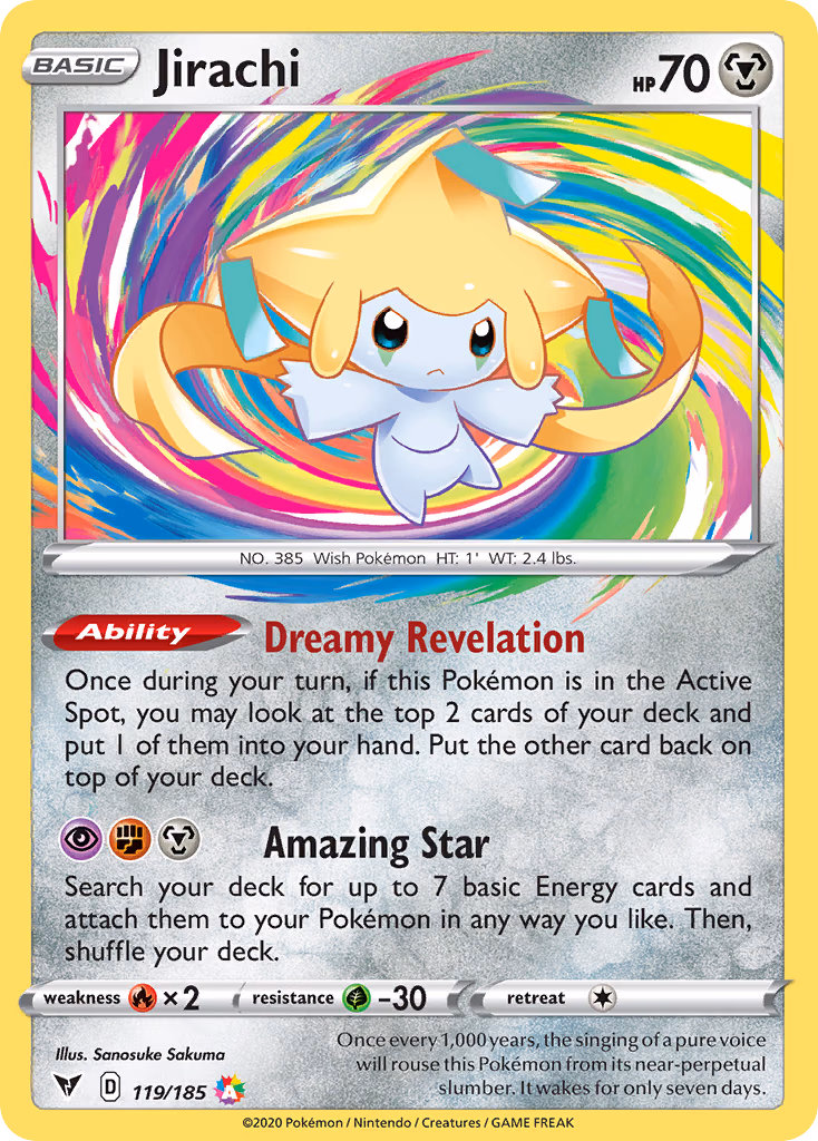Jirachi Pokemon card (119/185, Vivid Voltage)