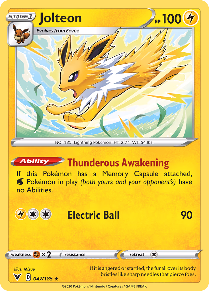 Jolteon Pokemon card (047/185, Vivid Voltage)