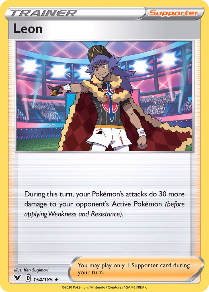 Leon Pokemon card (154/185, Vivid Voltage)