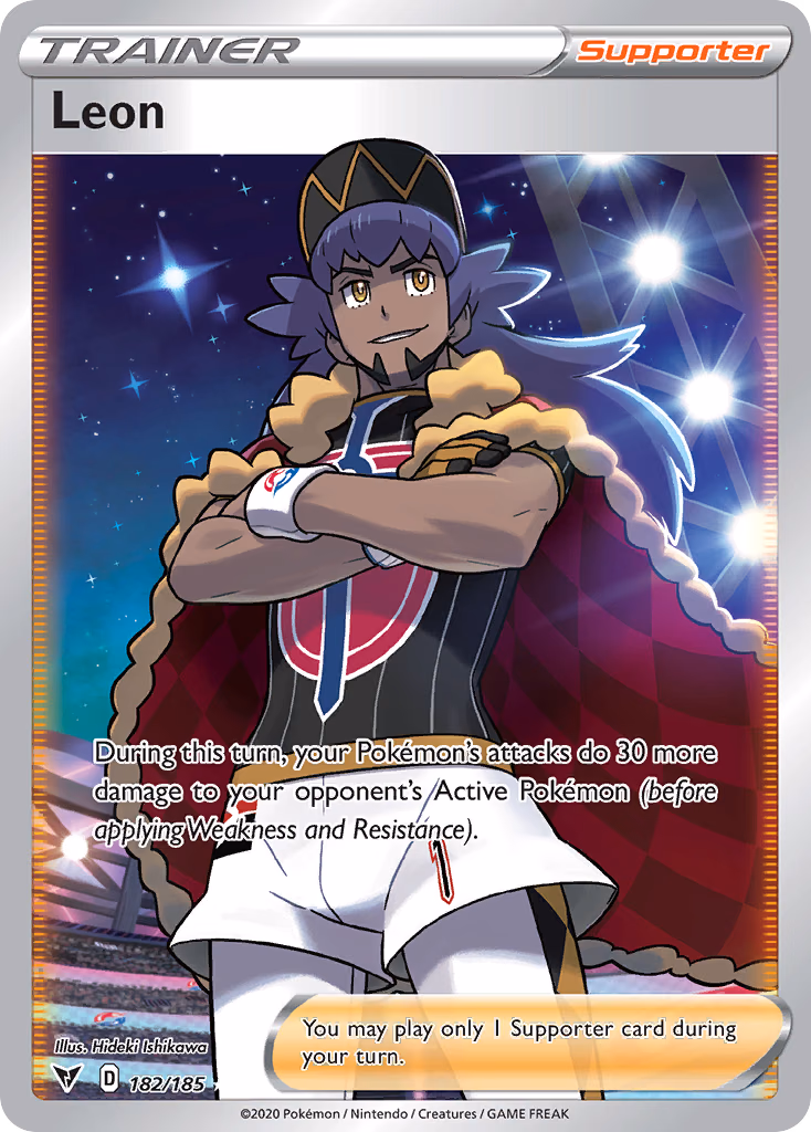 Leon Pokemon card (182/185, Vivid Voltage)