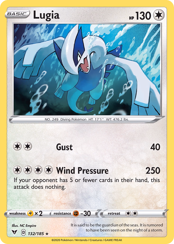 Lugia Pokemon card (132/185, Vivid Voltage)