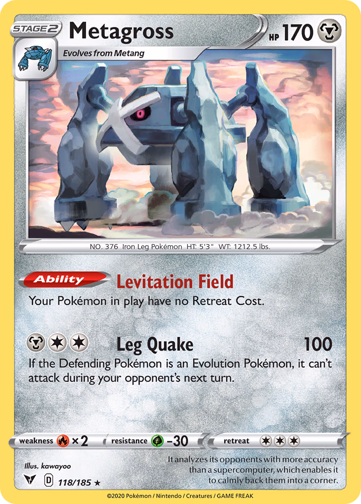 Metagross Pokemon card (118/185, Vivid Voltage)
