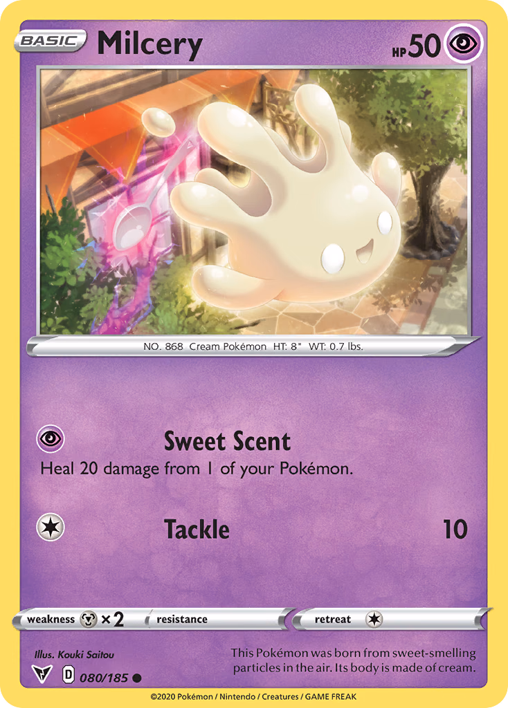 Milcery Pokemon card (080/185, Vivid Voltage)