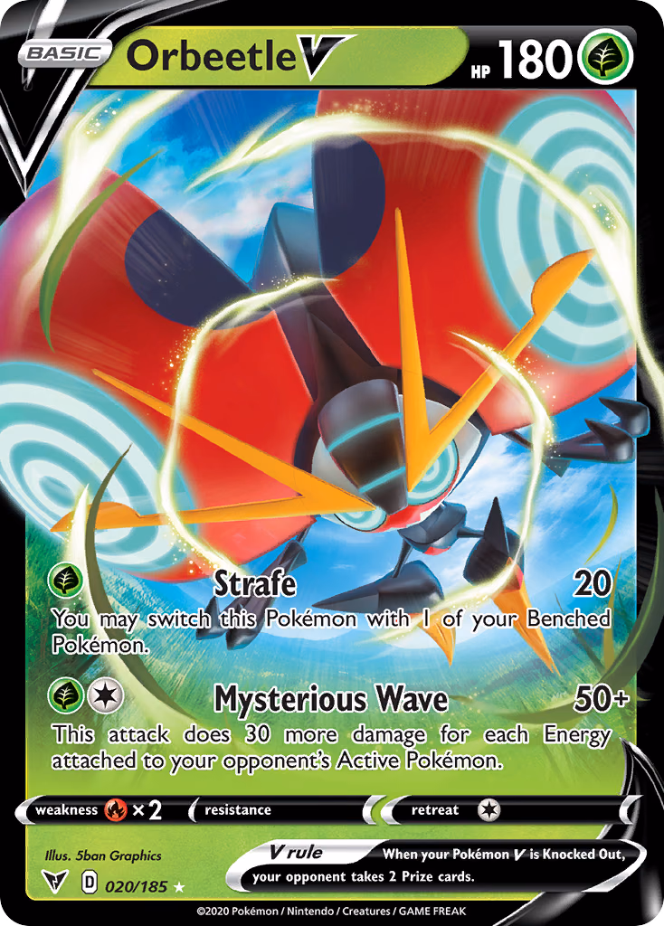 Orbeetle V Pokemon card (020/185, Vivid Voltage)