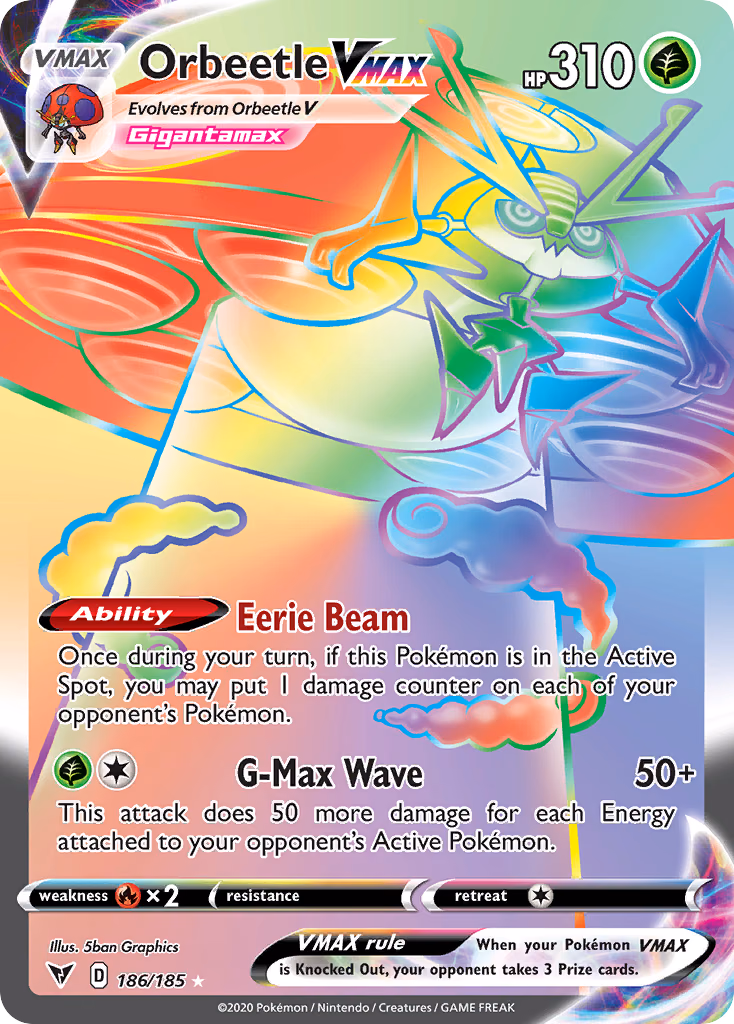 Orbeetle VMAX Pokemon card (186/185, Vivid Voltage)