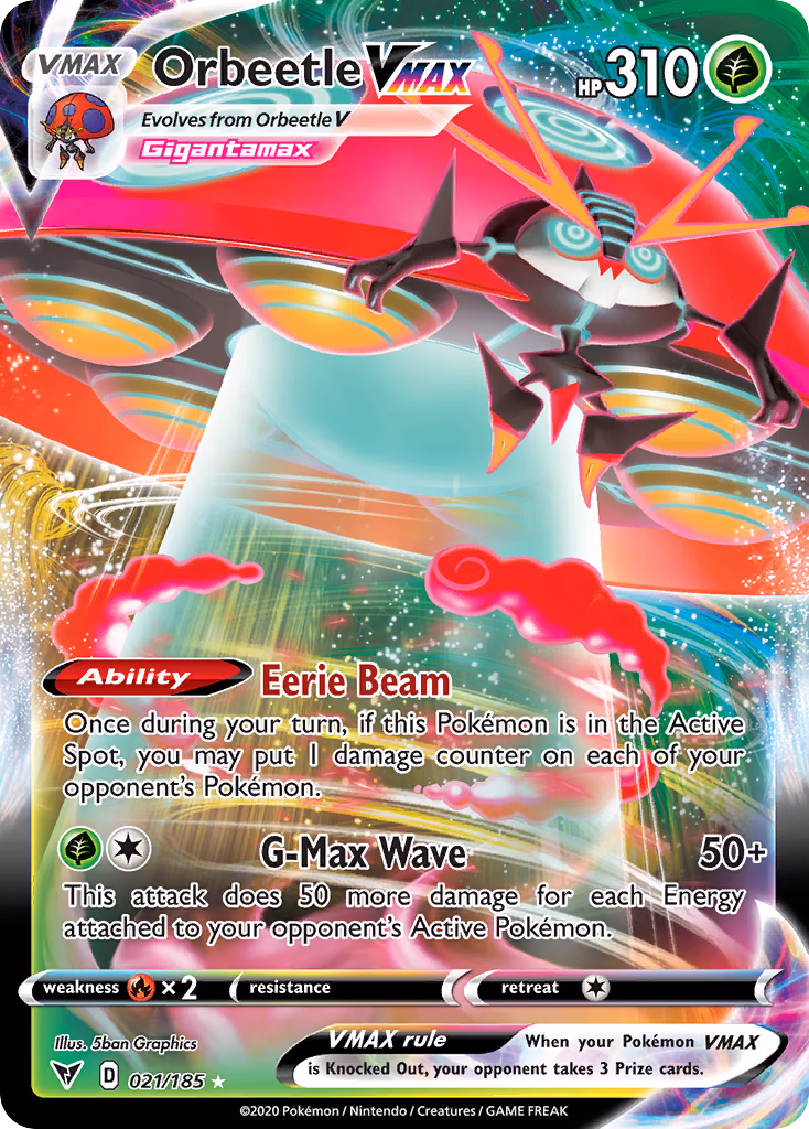 Orbeetle VMAX Pokemon card (021/185, Vivid Voltage)