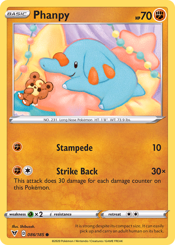 Phanpy Pokemon card (086/185, Vivid Voltage)