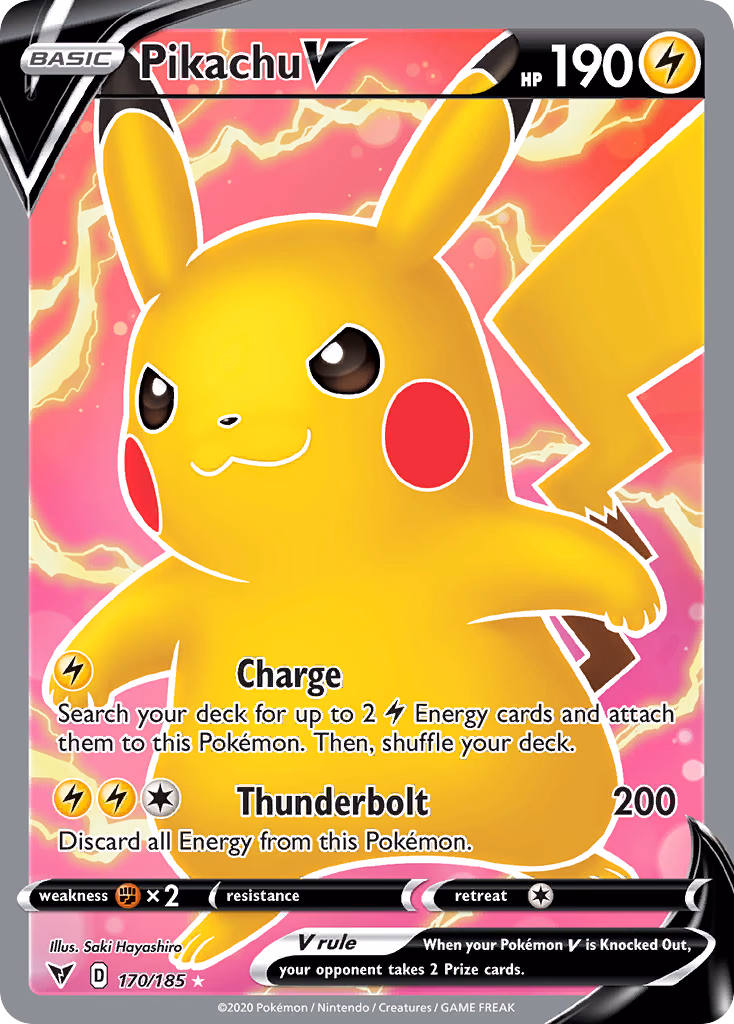 Pikachu V Pokemon card (170/185, Vivid Voltage)