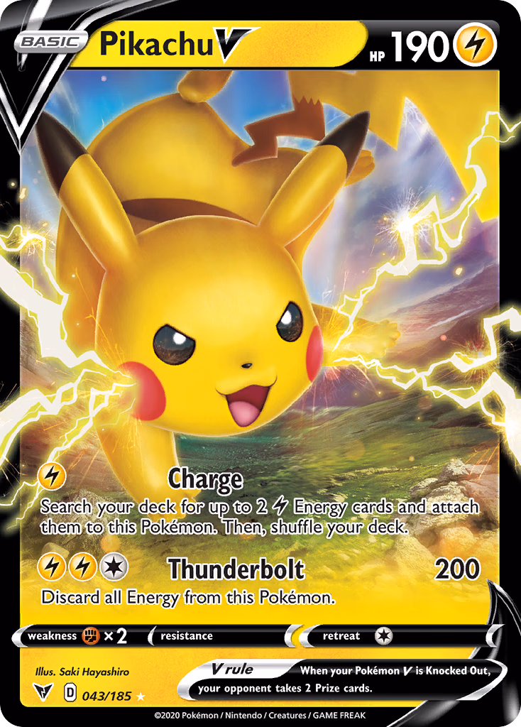 Pikachu V Pokemon card (043/185, Vivid Voltage)