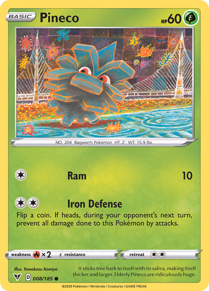Pineco Pokemon card (008/185, Vivid Voltage)