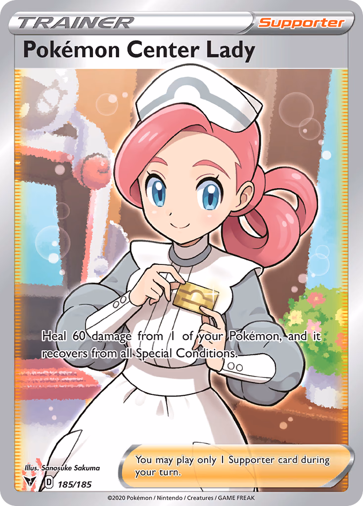 Pokémon Center Lady Pokemon card (185/185, Vivid Voltage)
