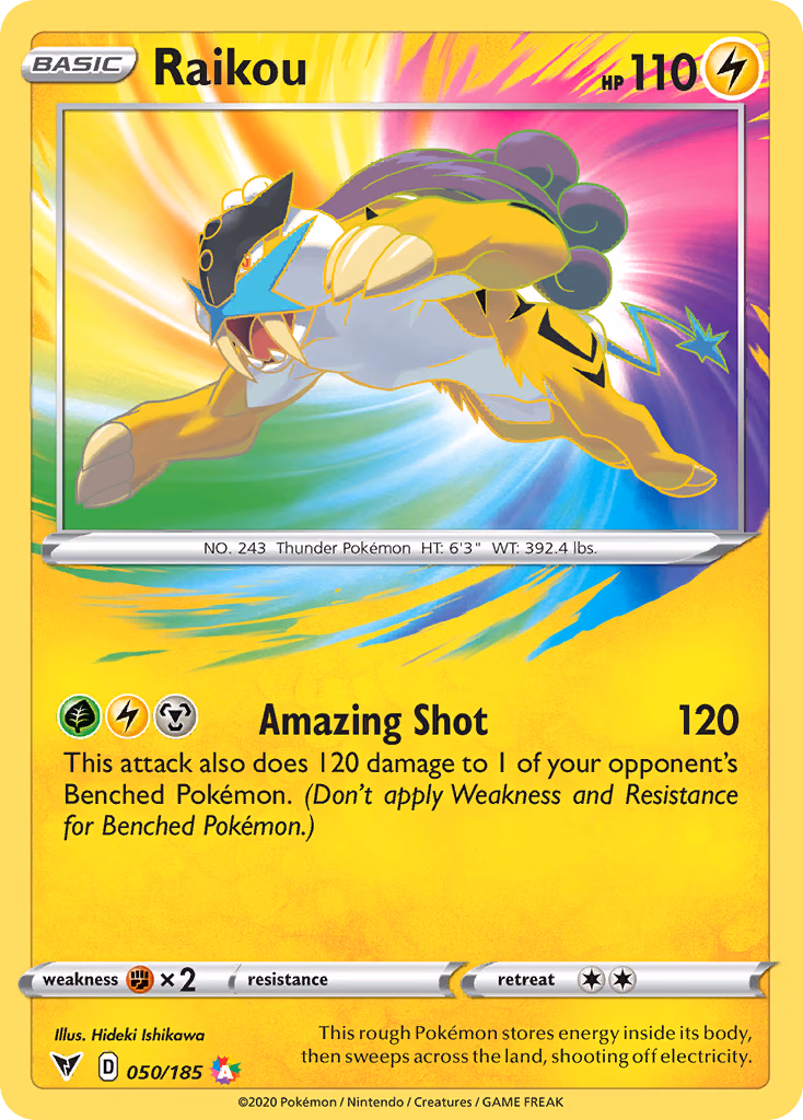 Raikou Pokemon card (050/185, Vivid Voltage)