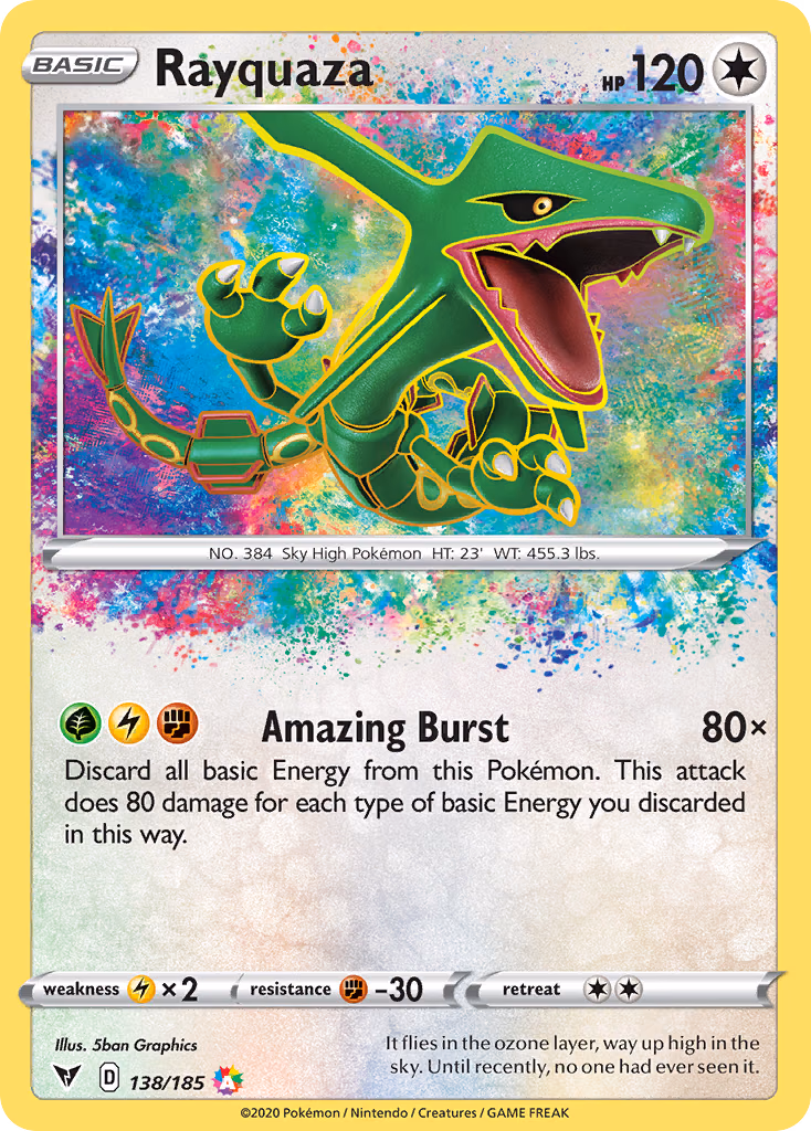 Rayquaza Pokemon card (138/185, Vivid Voltage)