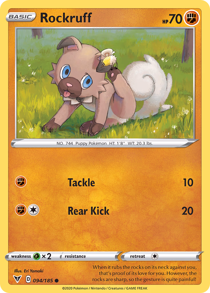 Rockruff Pokemon card (094/185, Vivid Voltage)
