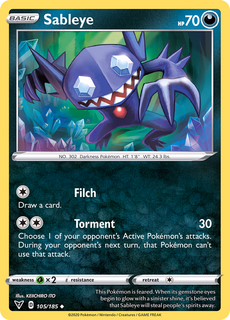 Sableye Pokemon card (105/185, Vivid Voltage)