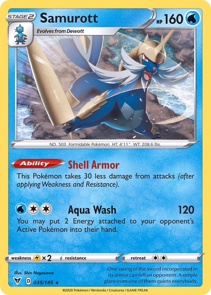 Samurott Pokemon card (035/185, Vivid Voltage)