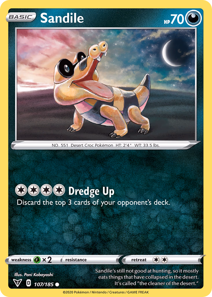 Sandile Pokemon card (107/185, Vivid Voltage)