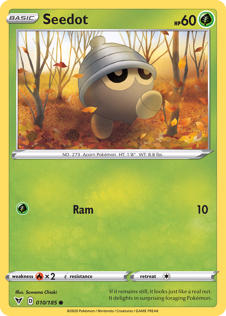 Seedot Pokemon card (010/185, Vivid Voltage)