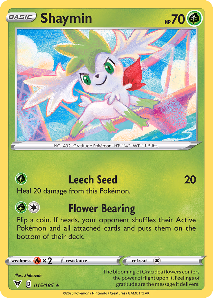 Shaymin Pokemon card (015/185, Vivid Voltage)