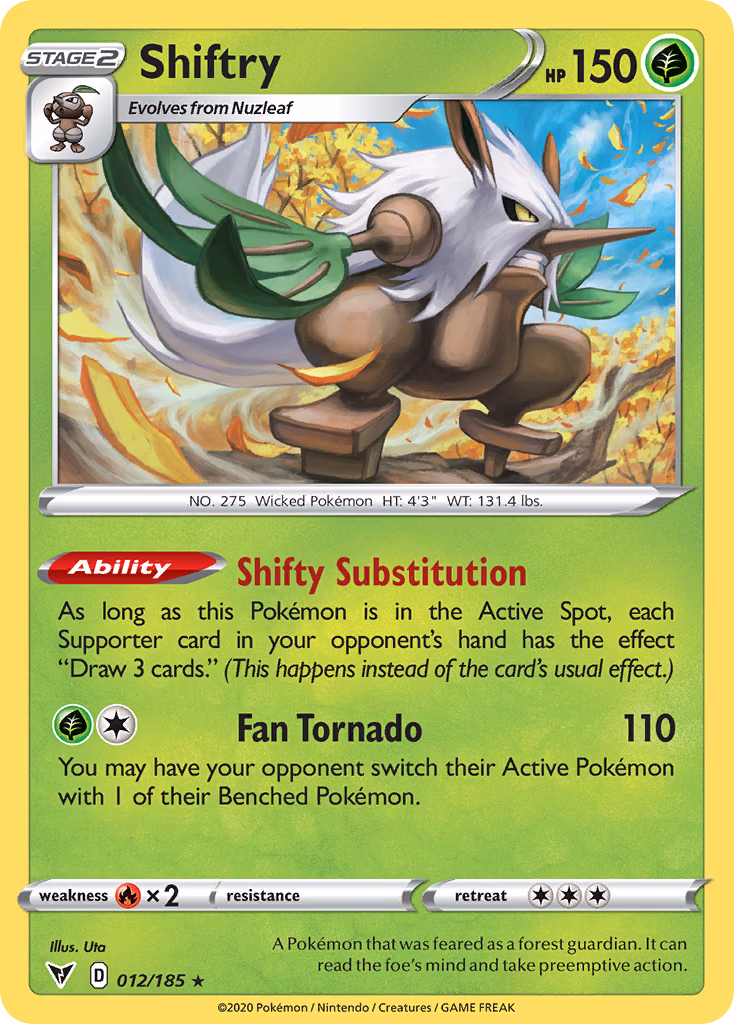 Shiftry Pokemon card (012/185, Vivid Voltage)