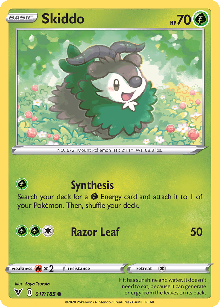 Skiddo Pokemon card (017/185, Vivid Voltage)