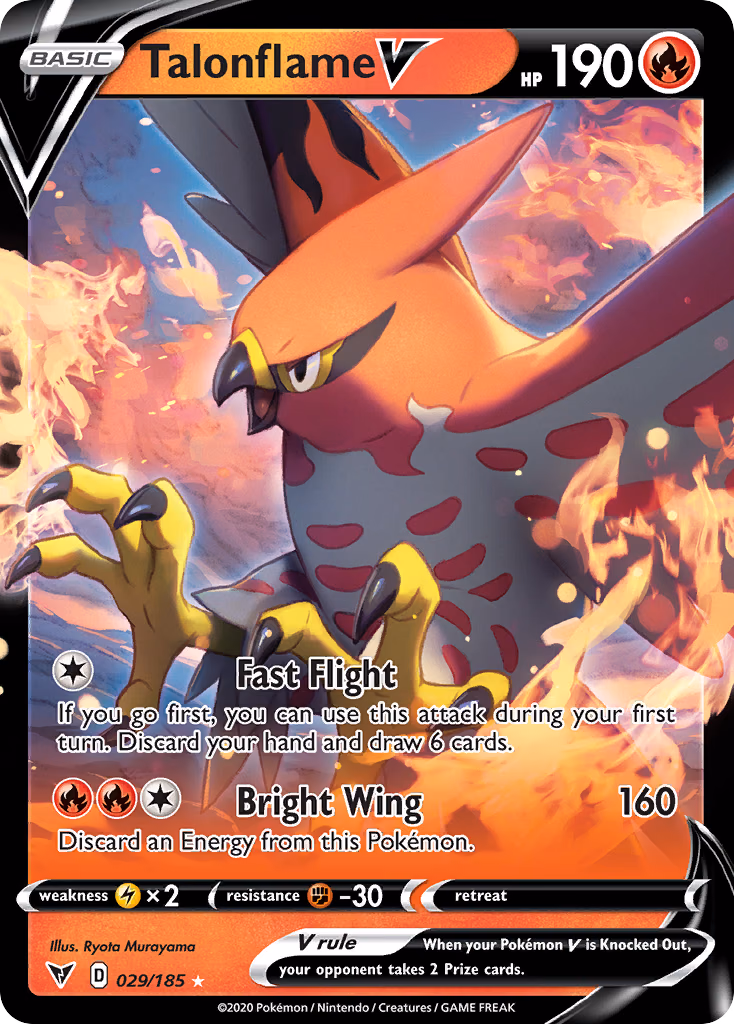 Talonflame V Pokemon card (029/185, Vivid Voltage)
