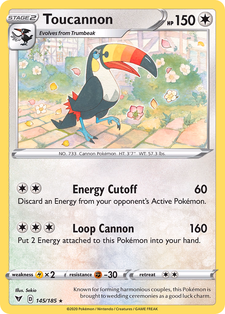 Toucannon Pokemon card (145/185, Vivid Voltage)