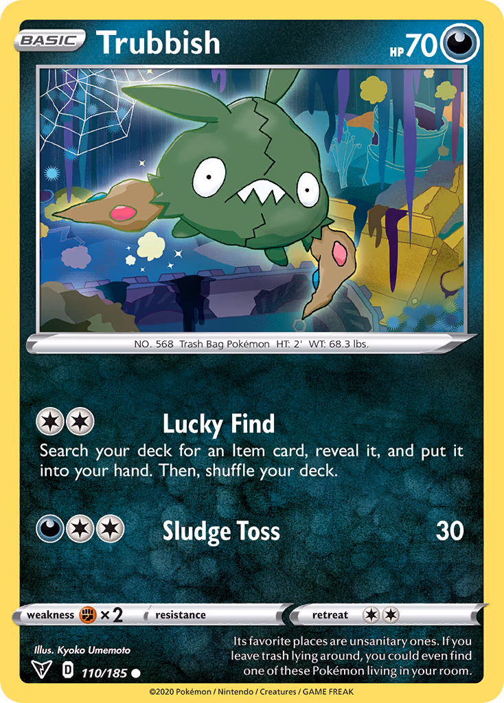 Trubbish Pokemon card (110/185, Vivid Voltage)