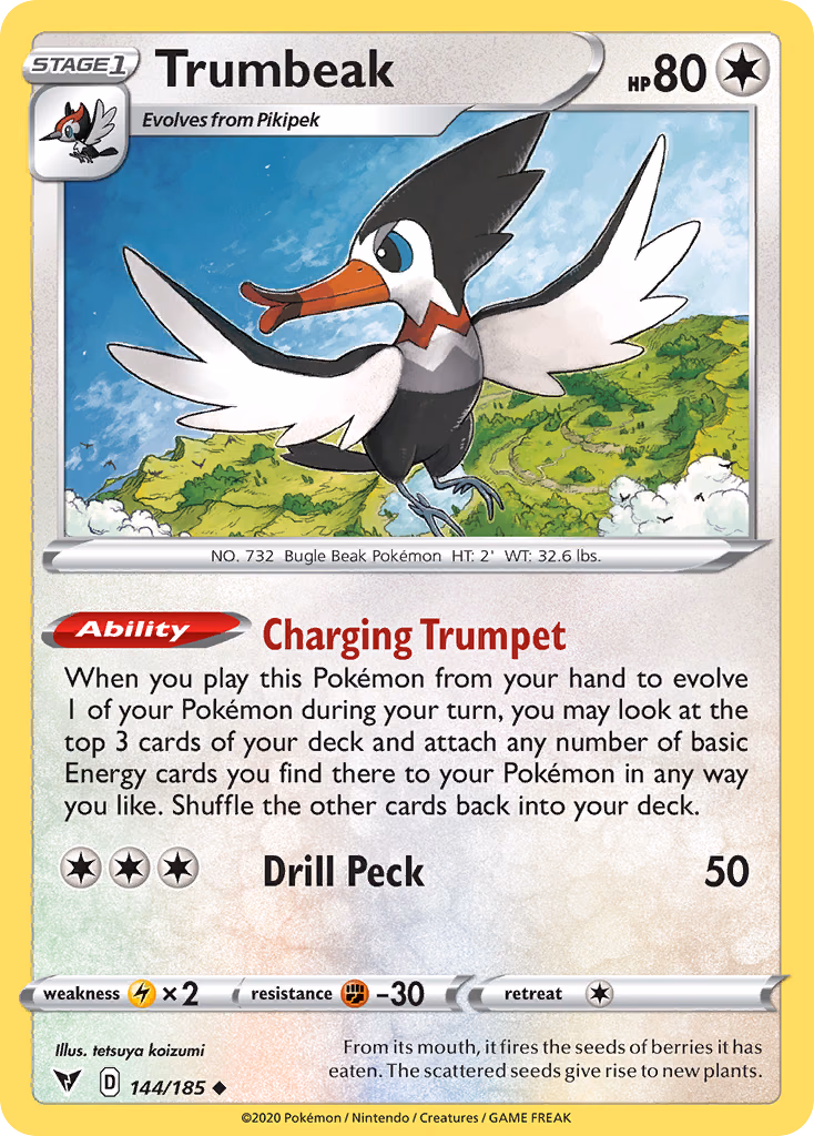 Trumbeak Pokemon card (144/185, Vivid Voltage)