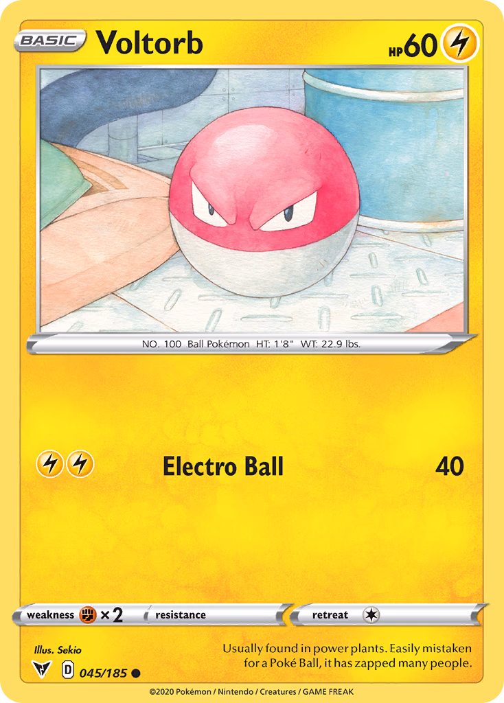 Voltorb Pokemon card (045/185, Vivid Voltage)